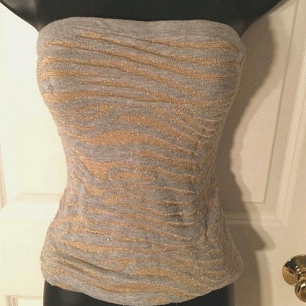 Express Metallic Zebra Print Tube Top